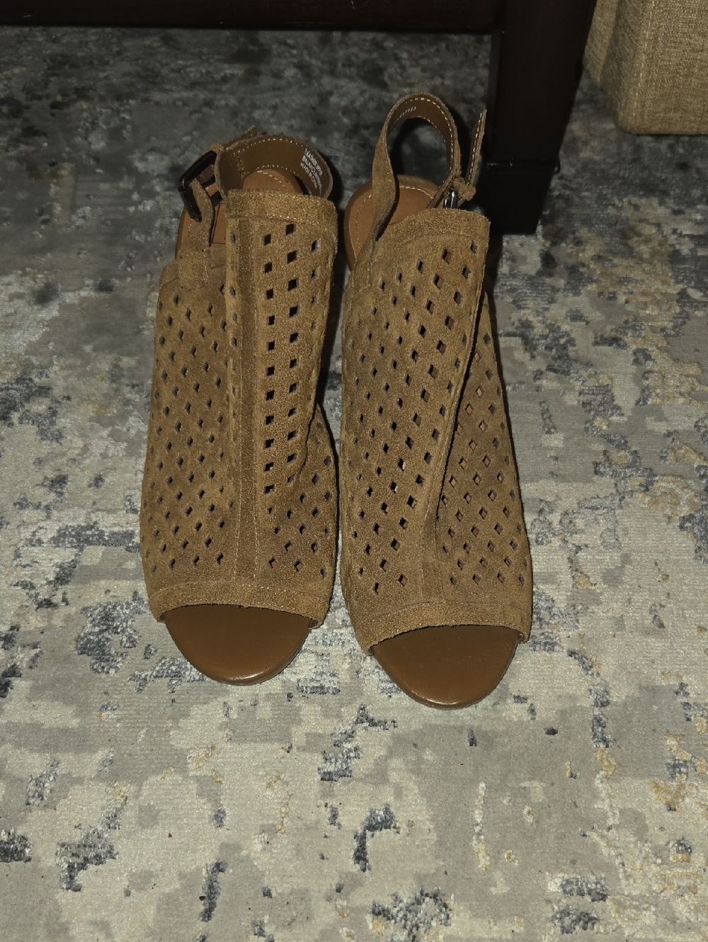 14th & Union Tan Suede Peep-Toe Slingback Heels